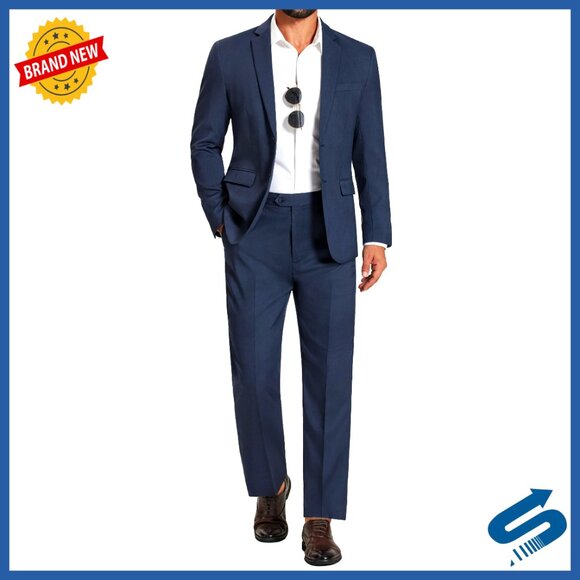 Classic Fit Two-Piece Suit Set with Blazer and Dress Pants